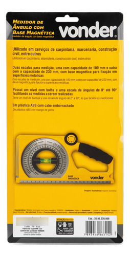 Medidor De Ângulo Inclinação Com Base Magnética 90 Graus