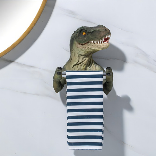 Soporte De Papel Higiénico Realista Con Forma De Dinosaurio Color Verde