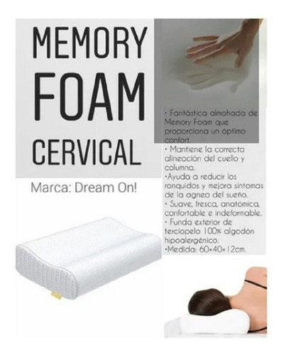 Imagen 2 de 3 de Almohada Cervical Dream On Memory Tradicional