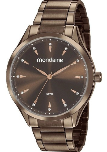 Relógio Feminino Mondaine 53817lpmvme4 Correia Chocolate Bisel Chocolate Fundo Chocolate