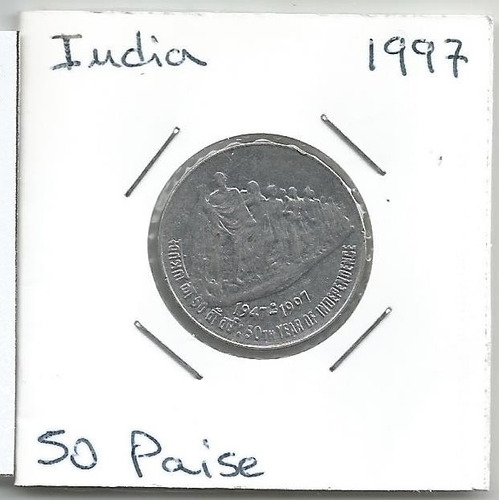 M257 India Moneda 50 Paise 1997 Km# 70 Xf Independencia