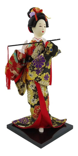 Boneca Decorativa Oriental Japonesa Gueixa 31cm