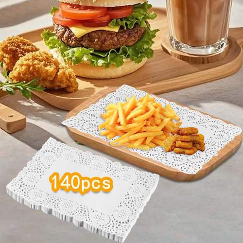140pcs De Papel Doilies Retângulo Portátil 25cmx35cm