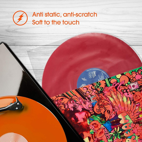 Imagen 2 de 12 de 100 Fundas Interiores De Plástico Para Discos De Vinilo Lp