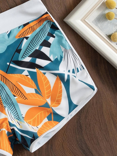 Traje De Baño De Dos Piezas Con Estampado Playero Para Mujer