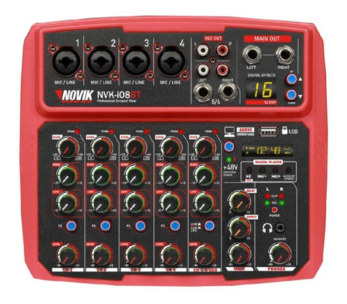 Consola Mixer Novik 8 Canales Bluetooth Usb Audio