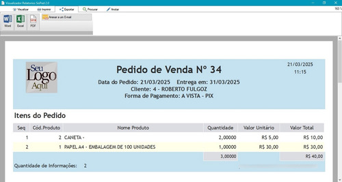 Sistema Cadastro Pedidos, Vendas, Clientes, Produtos E Orça.