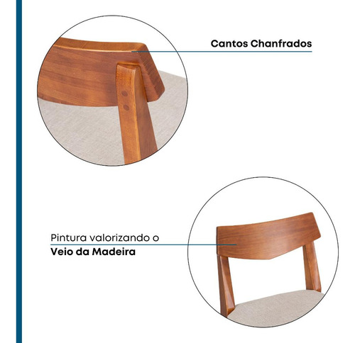 Banqueta Loop Assento Estofado Linho Madeira Maciça Natural Acabamento da estrutura Banqueta Loop Assento Estofado Linho Madeira Maciça Natural Cor Garapa