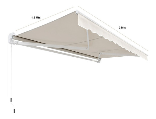 Imagen 2 de 5 de Toldo Con Brazo Retráctil Terrazas 2x1.5 Mts Blanco