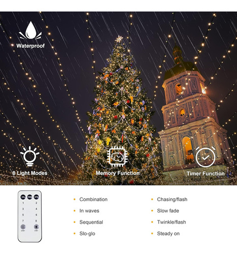 Luces De Navidad Led 330 Pies 1000 Luces Con Carrete Y Contr
