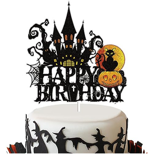 Topper De Pastel De Cumpleaños Feliz Halloween, Decora...