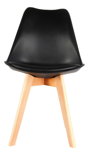 Silla Tulip Eames nordica de comedor, estructura color negro, 1 unidad