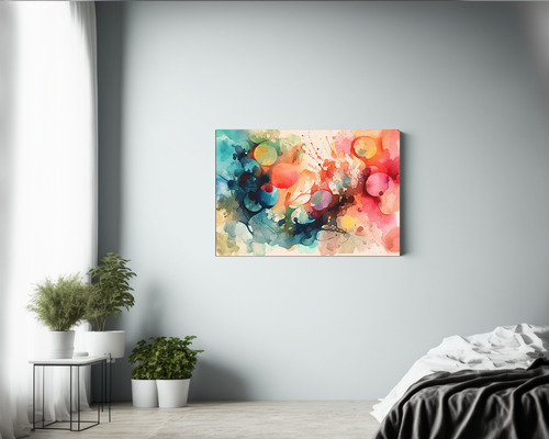 Canva Bastidor Madera Fan Art Flores Cute 30x20cm Abstractos