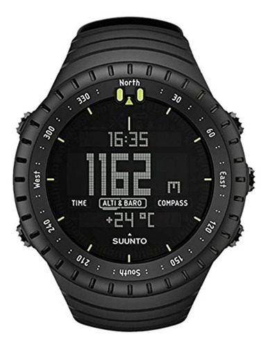 Reloj pulsera Suunto Core classic All black de cuerpo color negro, digital, fondo negro, con correa de elastómero color negro, dial gris, minutero/segundero gris, bisel color negro y hebilla simple