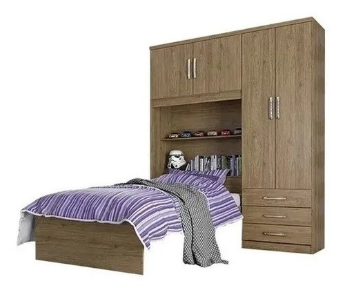 Ropero + Cama Baul Incorporada 2mt X 1,57mt X 61cm Rustika 