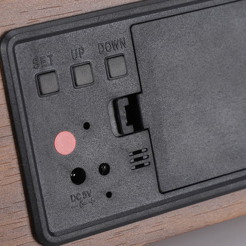 Despertador Led Digital, Mesa De Controle De Voz De Madeira