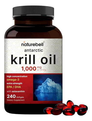 Naturebell Antarctic Krill Oil 1000mg Supplement, 240 Sof...