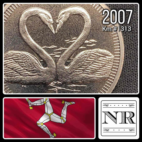 Isla De Man - 1 Crown - Año 2007 - Km #1313 - Corazón Cisne