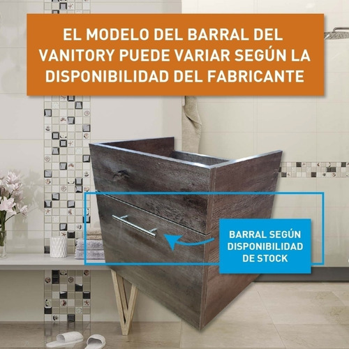 Vanitory Colgante Moderno Melamina Bacha 50 Puerta Volcable