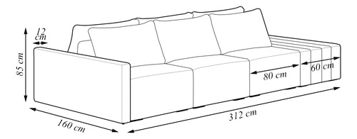 Sofá Modulado Milos 312 Puff Lateral Bouclê Off White