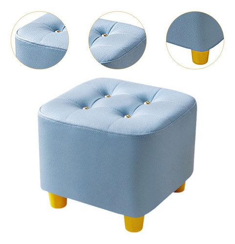 Reposapiés Cuadrado, Taburete Antideslizante, Taburete Azul