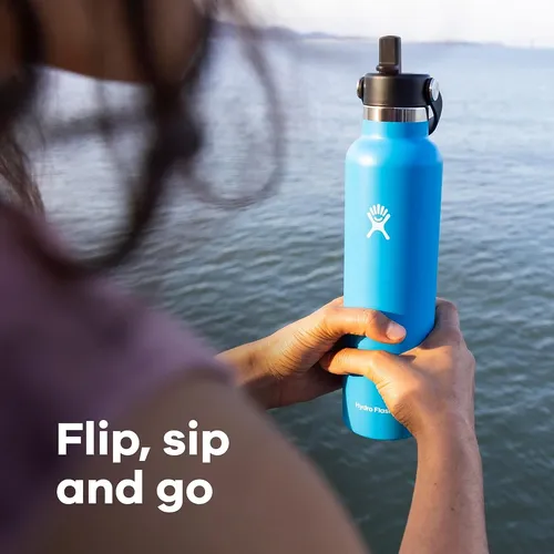 Botella Deportiva Hydro Flask Tapa De Paja Flexible Azul