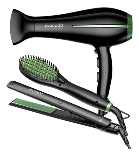 Set Gama Secador Bora + Alisador Elegance + Cepillo Avocado Negro