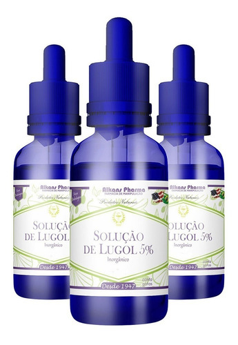 Kit 3 Lugol Forte 100 Ml Iodo Inorgânico 5 Por Cento/t