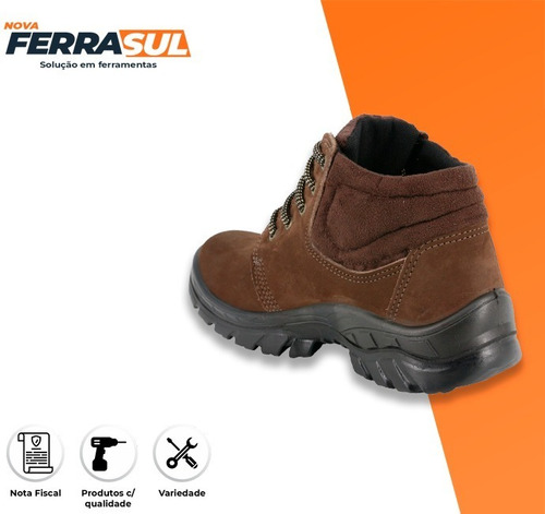 Imagem 4 de 6 de Nobuck Botina Seguranca Bico Pvc Acolchoado Marrom Ecosafety