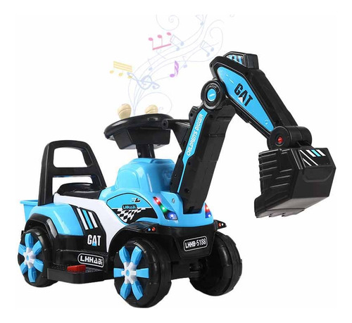 Recargable Excavadora Coche Eléctrico Niños Con Luces Y Soni