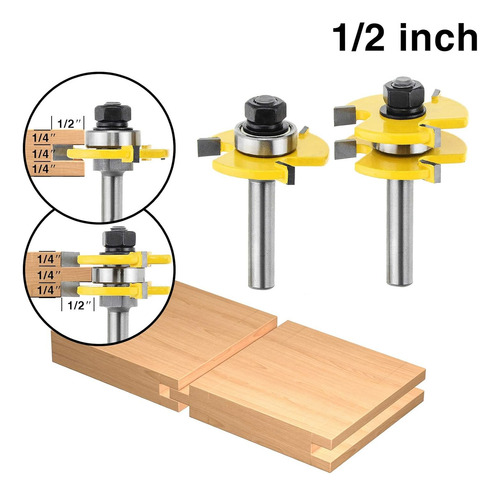 2 Brocas D Fresado De Madera Para Carpintería Vástago 1,27cm