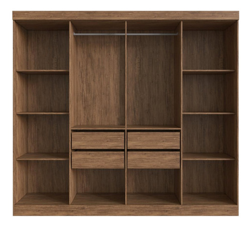 Guarda-roupas Casal 8 Portas Com Vidro Multimóveis Cr35259 Cor Castanho
