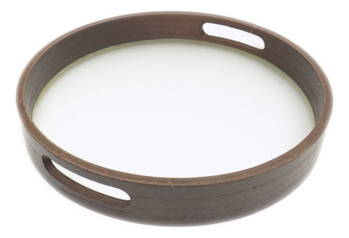 Bandeja Mdf/vidrio D30x4cm Marron