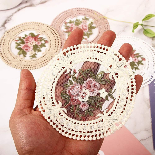 Kopida 6 Posavasos Bordados De Encaje Vintage, Posavasos Bor
