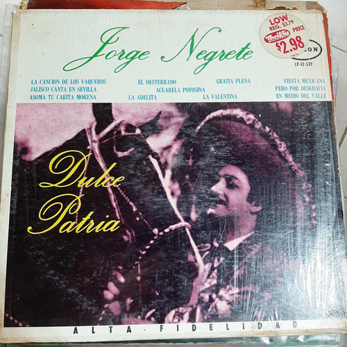 Vinilo Jorge Negrete Dulce Patria Mx1