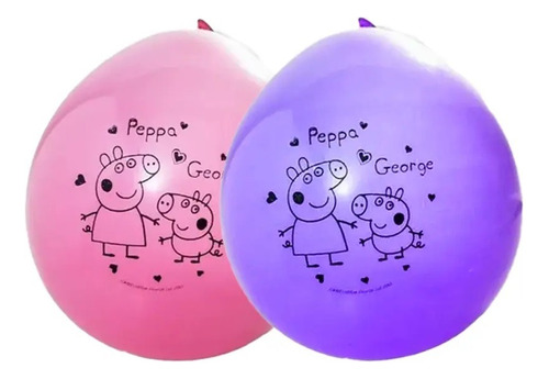 Globos Peppa Pig 9 Pulgadas  X 15u Multicolor Cotillon