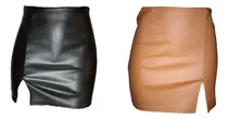 Comprar Pack X 2 Pollera Engomada Con Tajo Y Cintura Elastizada Moda