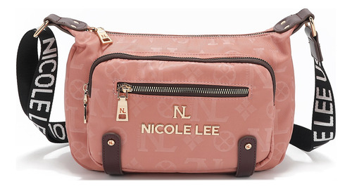 Bolsa Crossbody De Nicole Lee De Nylon Ss25 Acabado de los herrajes Níquel Color Rosa Correa de hombro Pink Diseño de la tela Pink