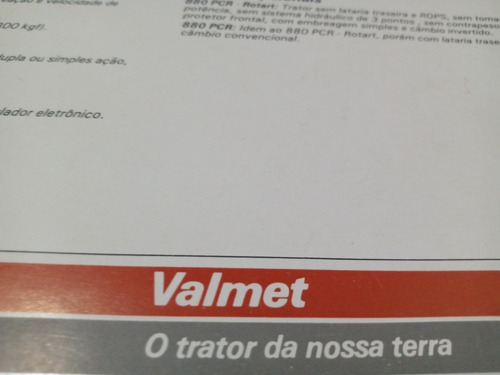 Folder Catálogo Trator Valmet 880 Medida 21x30 Cms Com 2 Pgs (Usado)
