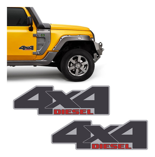 Emblema 4x4 Diesel Troller 2015/2019 Adesivo Lateral Portas