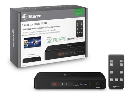 Steren Selector Hdmi 4k De 4 Entradas Y 2 Salidas