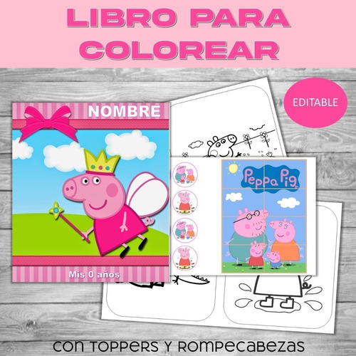 Para Colorear Editable Imprimible Peppa Pig