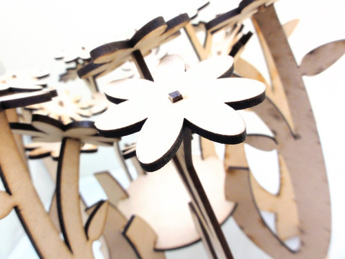 Imagen 5 de 7 de Centro De Mesa - Flores - Mdf / Fibrofacil