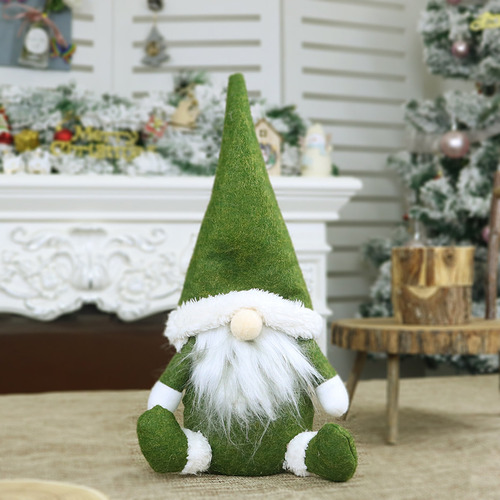 De Cumpleaños N Santa Cloth Doll Para Navidad En Casa Color Verde