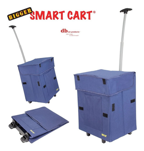 Carrito De Compras Plegable Multiuso Feria 48 Litros Blue