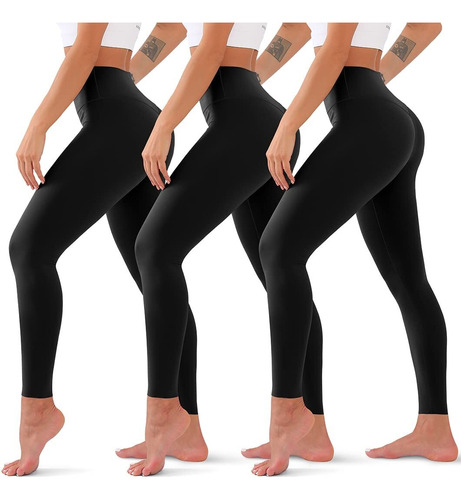 Paquete De 3 Leggings De Cintura Alta Para Mujer, Pantalones