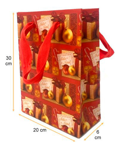Pack X10 Bolsas Roja Navidad 20x30x6cm 