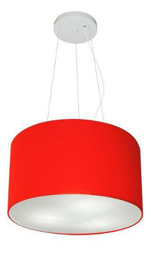 Lustre Pendente Cilíndrico Md-4009 Cúpula em Tecido 40x21cm Vermelho - Bivolt