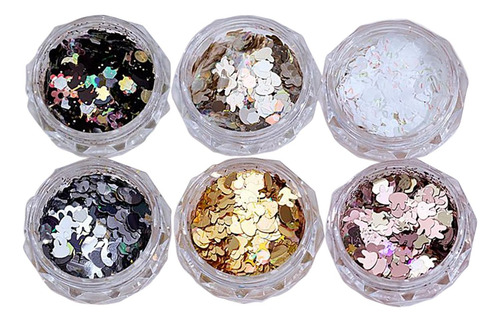 6x Nail Art Lentejuelas Copos Brillantes Para Maquillaje