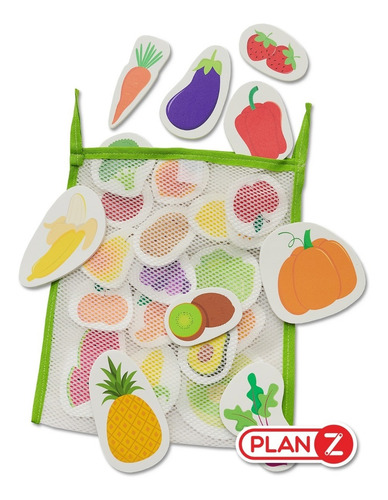 Imagen 1 de 10 de Juego Goma Eva Verduras Agua Didacticos Con Bolsa Red